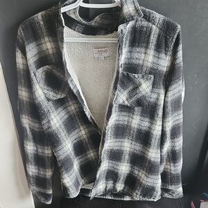 Ci Sono Monochrome Plaid Shirt Jacket